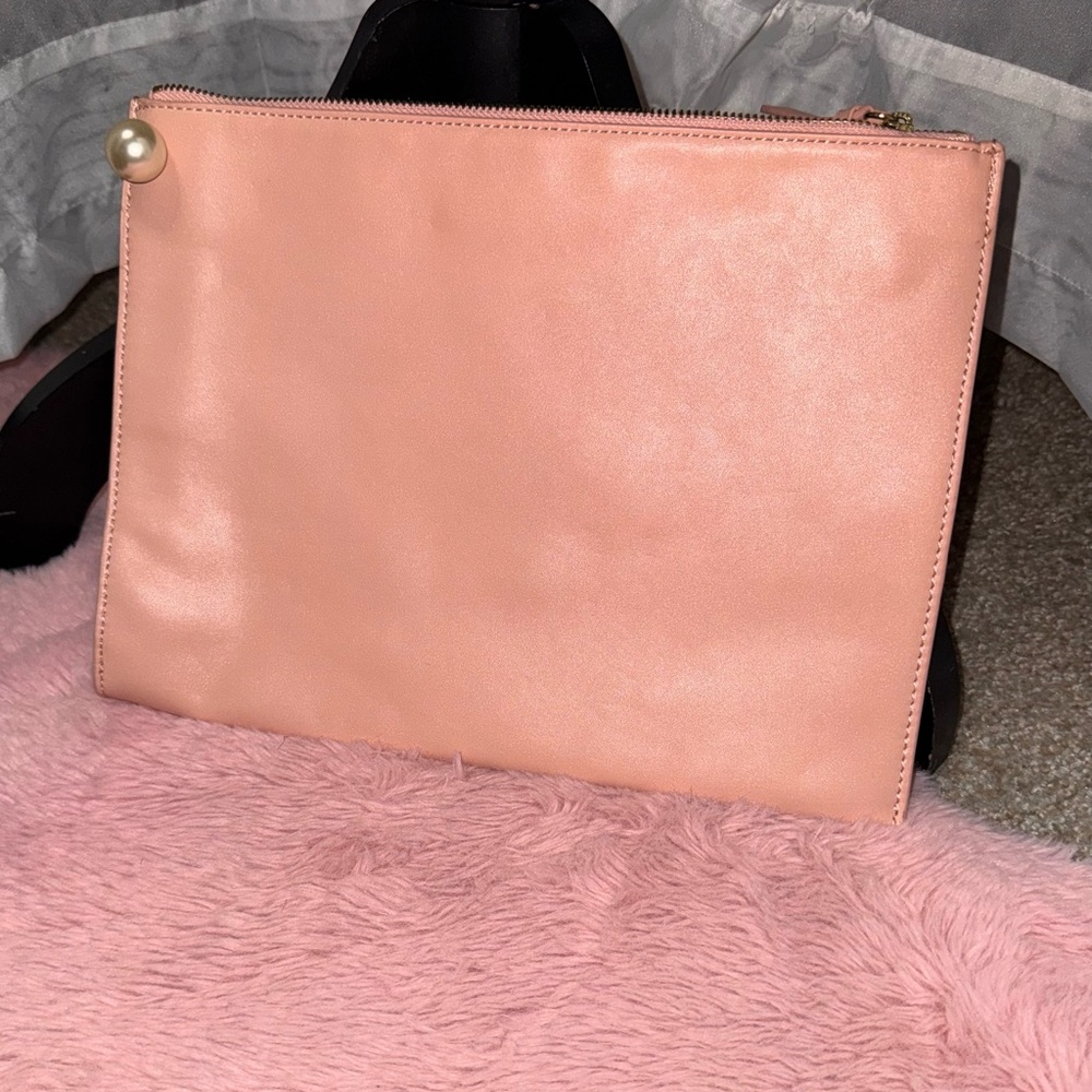 Banana Republic Peach Pouch w/ Pearl Embellishment